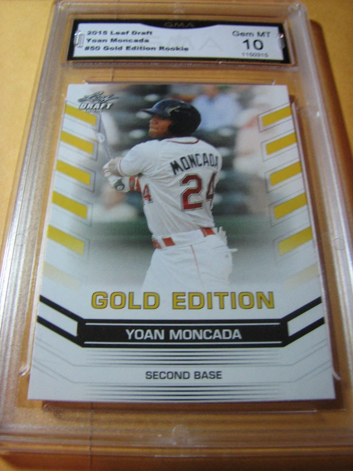 YOAN MONCADA RED SOX WHITE SOX 2015 LEAF DRAFT GOLD EDITION RC # 50 GRADED 10 - Image 1 of 1