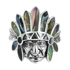 Indianer Stil Abalone Inlay .925 Silber Ring - 11 - Bild 1 von 6