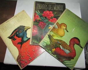 PAJAROS DEL MUNDO 1959 AXEL AMUCHASTEGUI 3 VOLUME HARDCOVER VINTAGE BOOK SET - Picture 1 of 9