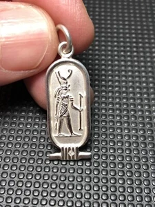 EGYPTIAN STERLING SILVER Horus Cartouche Pendant - Picture 1 of 6