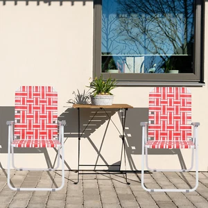 2 Pack Lawn Chair Set Patio Folding Web Outdoor Portable Camping Chair(Red & Whi - Picture 1 of 12