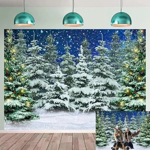 Sfondo Notte Foresta Invernale Albero di Neve Natale Capodanno Pino Sfondo - Foto 1 di 7
