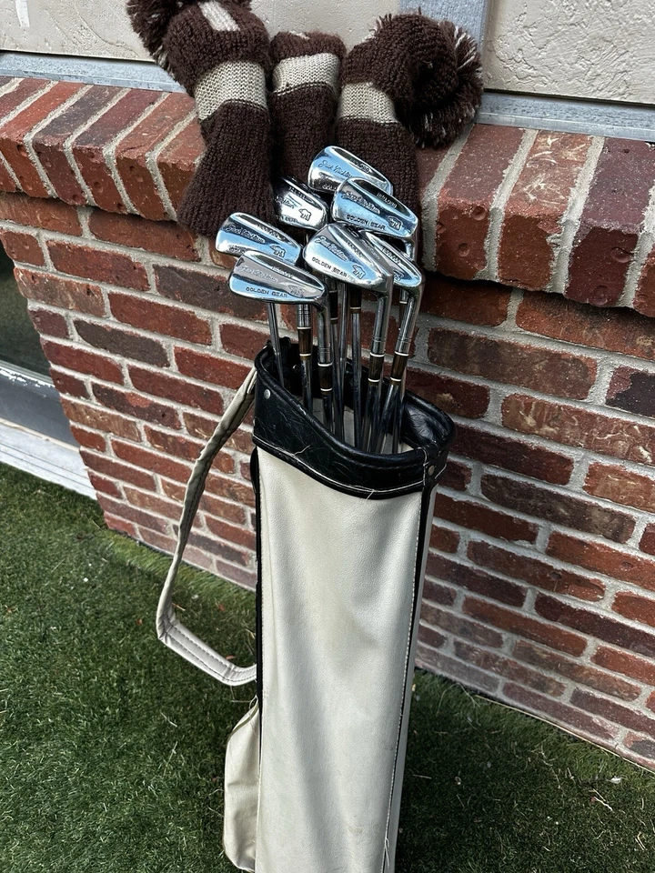 Jack Nicklaus Golden Bear Gold Clubs  Wedge, Irons 9,8,6,5,4,3,2 Woods X(4) 1, 3 - Image 1 of 4