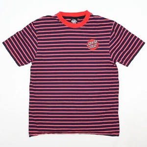 SANTA CRUZ SKATEBOARDS SKATING SKATE SKATER TEE T SHIRT Mens M Striped Red Blue - Picture 1 of 11