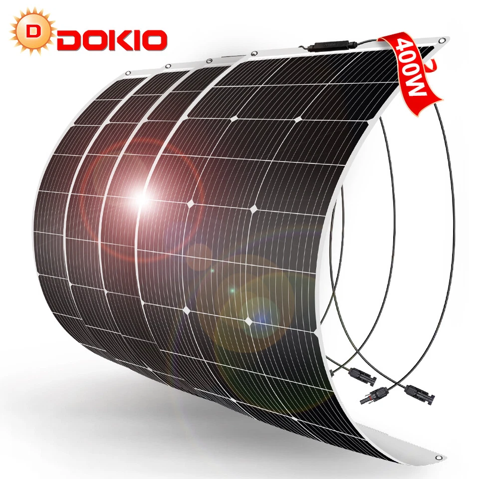 Dokio 4*100w 400w Flexible Mono Portable Solar Panel for Home/Caravan/RV/Boat
