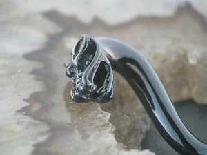 Dehnpiercing Ohrpiercing Ohrstecker DRACHEN DRAGON Schwarz gedehnte Ohrlöcher - Bild 1 von 3