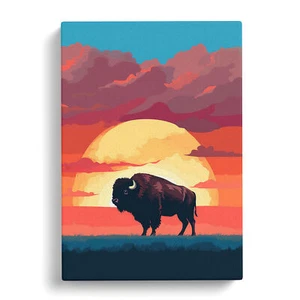 Buffalo Minimalism No.2 Canvas Wall Art Print Framed Picture Decor Living Room - Picture 1 of 4