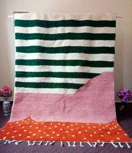 beni ourain orange - beni ourain pink - Beni ourain rug - Moroccan wool rug - Picture 1 of 7