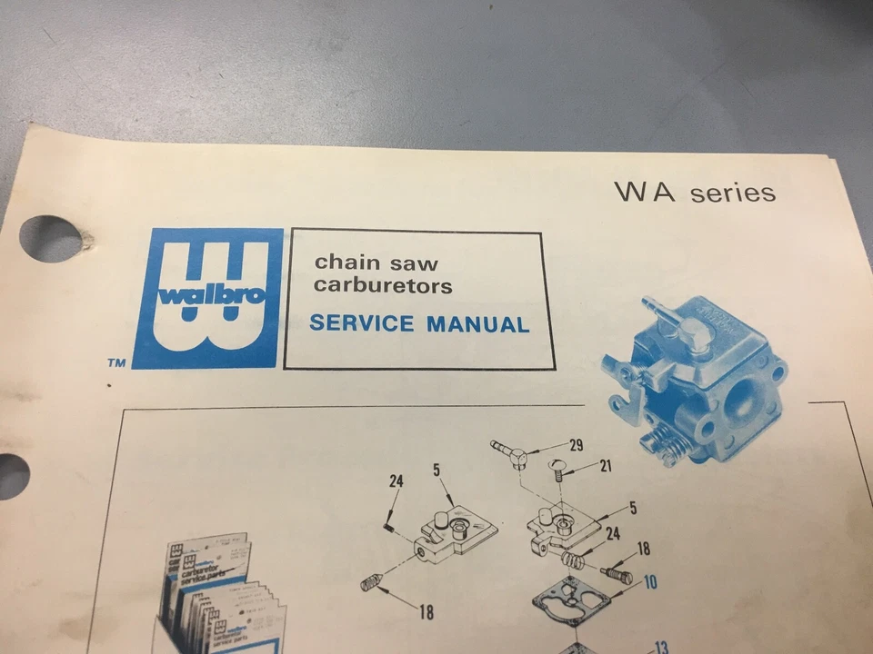 Walbro WA series chainsaw parts list service manual  - Image 1 of 1