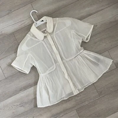 Blusa Burberry Cottagecore transparente con botones para mujer crema (talla 8) minimalista Foto 1 de 4
