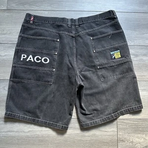 Vintage PACO Jean Shorts Baggy Y2K Skater Rave Wide Leg Sz 48 Embroidered Jnco - Picture 1 of 13
