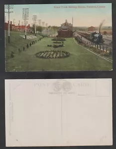 Postal topográfica Hamilton Ontario Grand Trunk Railway Station sin usar - Imagen 1 de 3