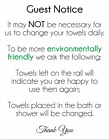 Guests Re Towels And Washing Or Reusing Hotel B&B Eco Sign Sticker 160Mm X 125Mm