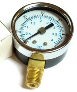 Calibro 1-1/2" faccia cassa acciaio 0-60 PSI/KPA/BAR 1/8" NPT ottone inferiore secco 676er23 - Foto 1 di 2