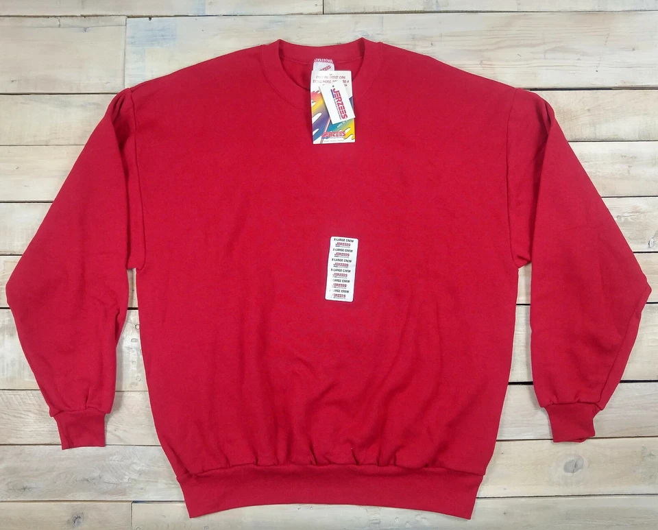 NOS VINTAGE JERZEES 90s BLANK RED CREWNECK SWEATSHIRT SIZE XXL USA MADE