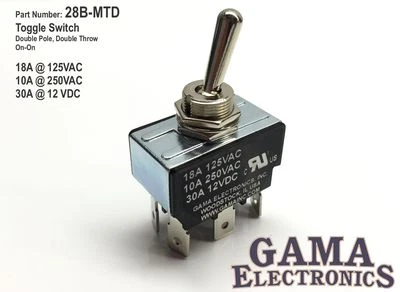 30 Amp DPDT Double Pole Double Throw 2 Position On-On Toggle Switch - 28B-MTD - Image 1 of 3