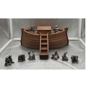 Vintage Hudson Fine Pewter Noah's Ark Sculpture Set Animals Collectible - Picture 1 of 19