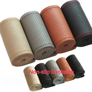 15" Hand sewing Steering Wheel Cover Leather With Needles Thread DIY fit 37-38cm - Picture 1 of 18