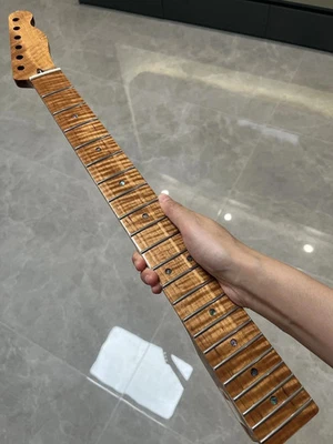 22 Frets Stainless steel Gloss DIY AAA Roasted Flame Maple Electric guitar Neck - Image 1 of 4