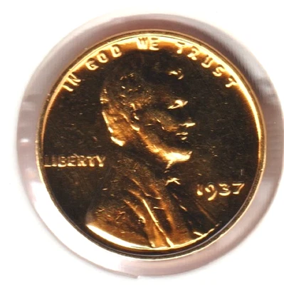 Rare Old Antique 1937 US Lincoln 24k Gold Plated Cent Penny Collection Coin USA - Image 1 of 2