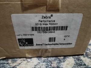 Zebra Wax Ribbons 3.50" x 1476' Thermal Transfer 05319BK08945 Genuine - 6 Rolls - Picture 1 of 4
