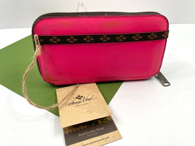 Patricia Nash Oria Zipper Leather Wallet Banded Credit Card Neon Shock Pink NWT - Image 1 of 4