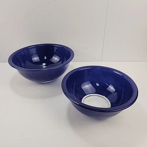 PYREX mixing bowl set of 2, #325/2.5L, #323/1.5L, Blue color, clear bottoms - Picture 1 of 7