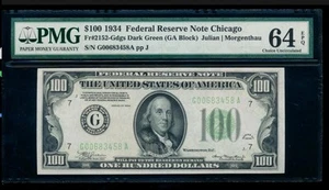 AC 1934 $100 Chicago FRN PMG 64 EPQ Uncirculated! - Picture 1 of 3