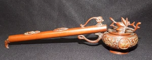 Antique 19thC Japanese Bronze Scholar’s Traveling Ink Well & Brush Holder Yatate - Picture 1 of 11