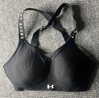 Under Armour Sports Bra Women Small Petite  Black Gym Yoga Running Compression - Image 1 of 4