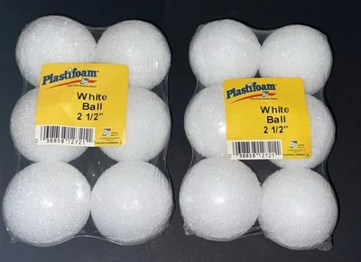 "2 paquetes (12 piezas) bolas de espuma de poliestireno blancas de espuma de plástico 2 1/2"" redondas" Foto 1 de 3