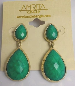 Amrita Singh Gold & Türkis Ohrhänger Modeschmuck NEU - Bild 1 von 4