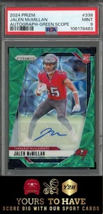 2024 Panini #338 Jalen McMillan Rookie Autographs Green Scope Prizm PSA 9 #/75 - Bild 1 von 2