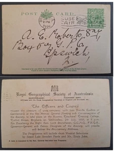 1926 Australia 1d Grn PrePrint Postcard - Royal Geographical Soc of Australasia - Picture 1 of 3