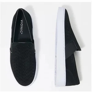 Zapatillas Vionic Kani 9 Negras Gamuza Planas Cómodas Viaje Corte Láser Perforadas - Imagen 1 de 9