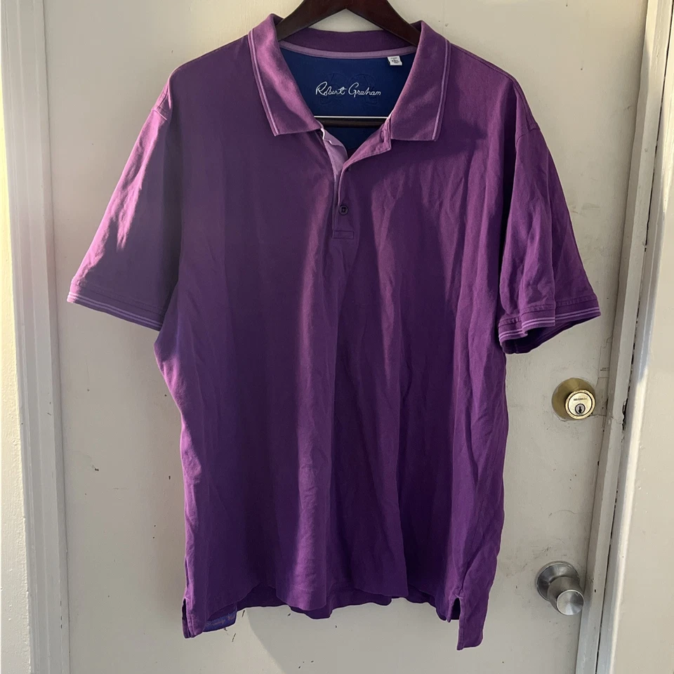 Robert Graham Men's Purple Golf Shirt Size 3XL Cotton Preppy Casual - Image 1 of 4