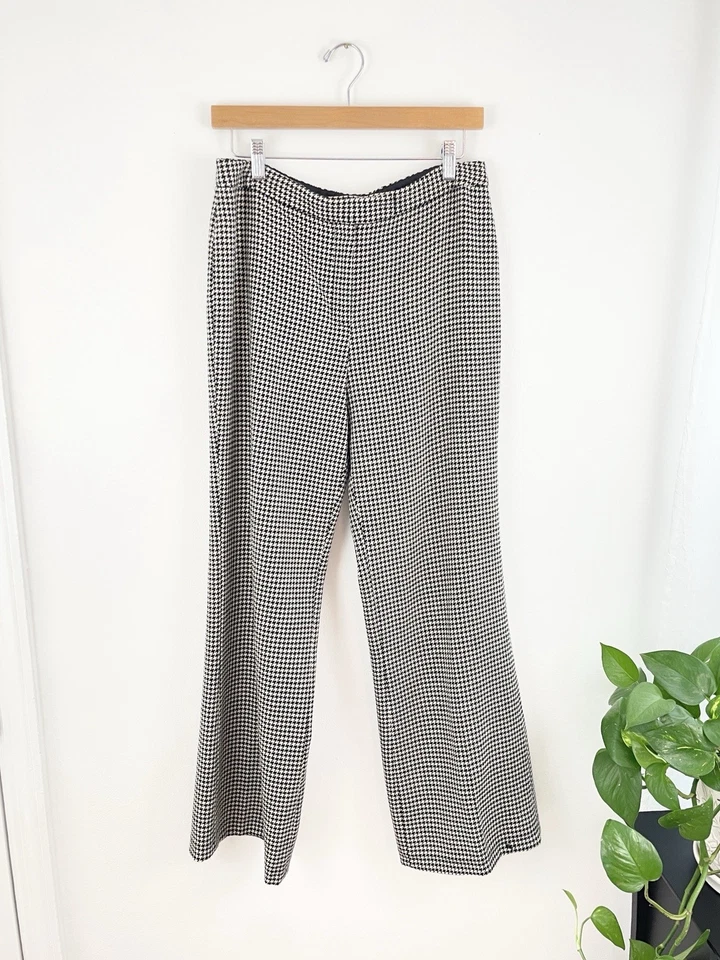 Pantalones De Colección Oscar De La Renta 12P Negro Pata de Gallo Lana Cachemira Para Mujer’s 12P Defecto Foto 1 de 4