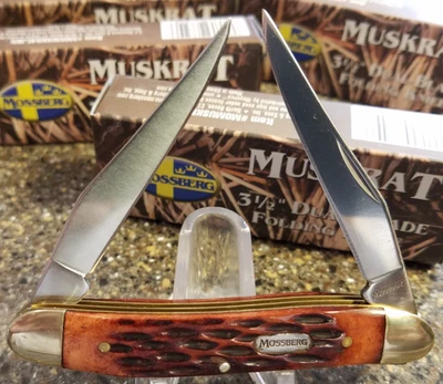 Mossberg, Muskrat Brown Jigged Bone, 3-1/2", 2 lâminas, vintage 2002 - Imagem 1 de 4