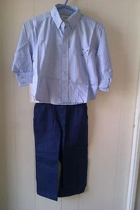 Gorgeous Blue Stripy Shirt & Navy Trousers Set from Hamilton, Age 3yrs - BNWT!! - Picture 1 of 2