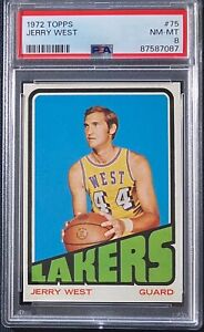 1972 TOPPS #75 JERRY WEST PSA 8 NM-MT - LAKERS HOF - THE LOGO