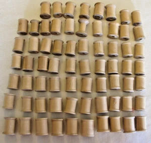 LOT OF 68 VINTAGE SMALL WOODEN SPOOLS - Picture 1 of 2