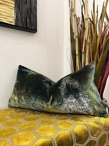 CANDIOTTA ~ Jade Malachite Color Christian LACROIX DG Velvet Fabric Pillow Cover - Picture 1 of 8