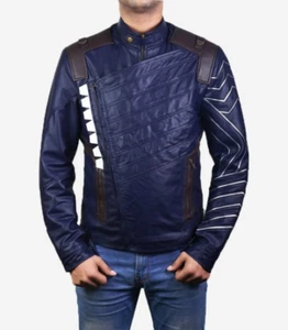 Handmade Leather Jacket Men Purple Motorbike/Motorcycle Biker Zipper Blazer - Picture 1 of 4