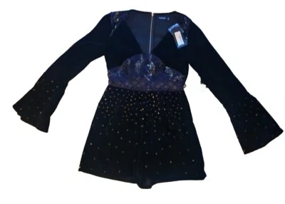 Mameluco de terciopelo con cuentas púrpura manga larga EE. UU. 6 Foto 1 de 2