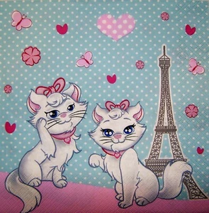 4 x Single Paper Napkins for Decoupage Craft Table Cats in Paris 67 - Picture 1 of 2