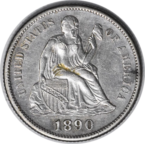 1890-S Liberty Seated Silver Dime F-108 Small S AU Uncertified #136 Cover