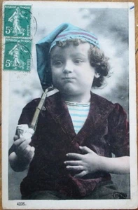 Pfeife rauchender Junge 1913 französische Frantasie Postkarte - handkoloriert - Bild 1 von 1