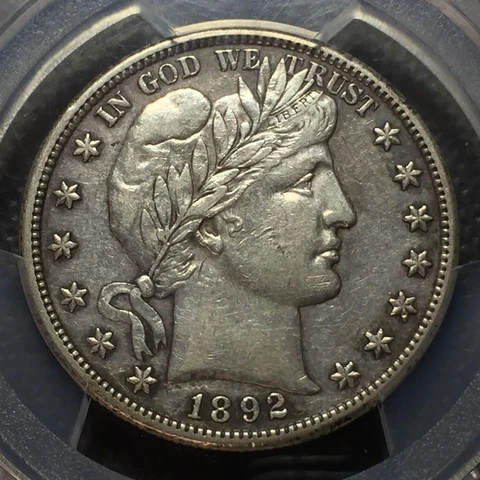 1892-S   PCGS  XF-45  Barber Half Dollar    Tough  Key Date  Nice Coin Cover