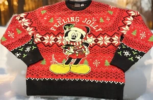 Disney Mickey Mouse Unisex NWT “Feeling Jolly” Oversized Ugly Christmas Sweater - Picture 1 of 11