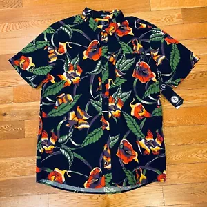 Volcom Hawaiian Shirt Mens XL Classic Floral Flower Button Up Short Sleeve NWT - Picture 1 of 8